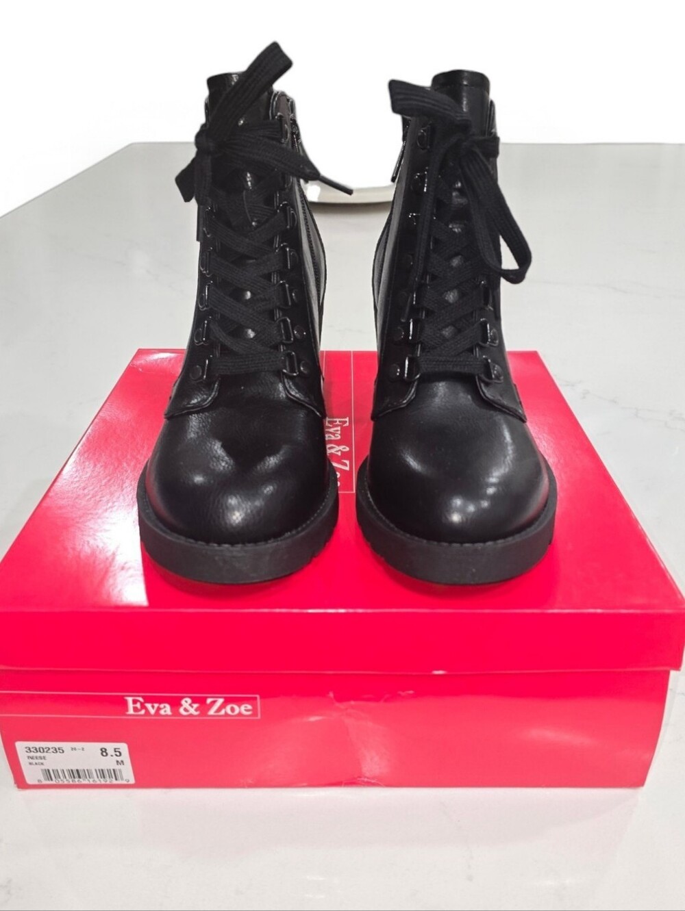 Eva & Zoe Reese Black Lace-Up Boots NEW